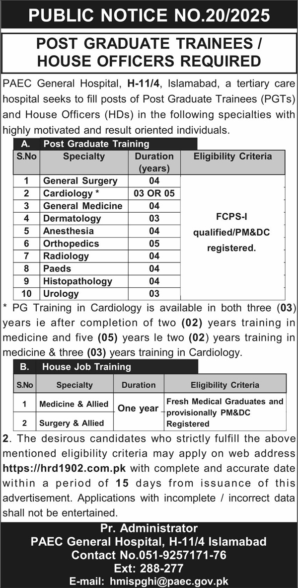 PAEC General Hospital Jobs
